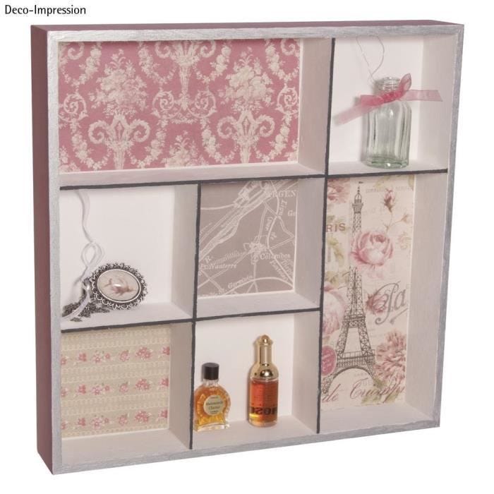 Etagère murale en bois FSC Mix Credit, 26x26x4cm, 7compartiments