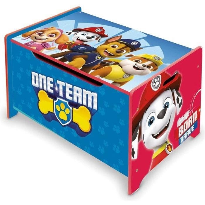 Coffre à jouets en bois / Coffre de rangement avec frein / Banc Pat'Patrouille