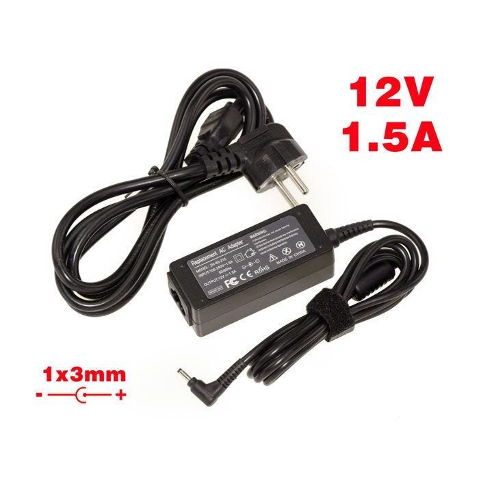 Alimentation pour PC Portable 12V 1.5A Embout 1x3mm - Equivalent Acer Aspire Switch 10 SW5-011 SW5-012 11 SW5-111 SW5-012-15XE