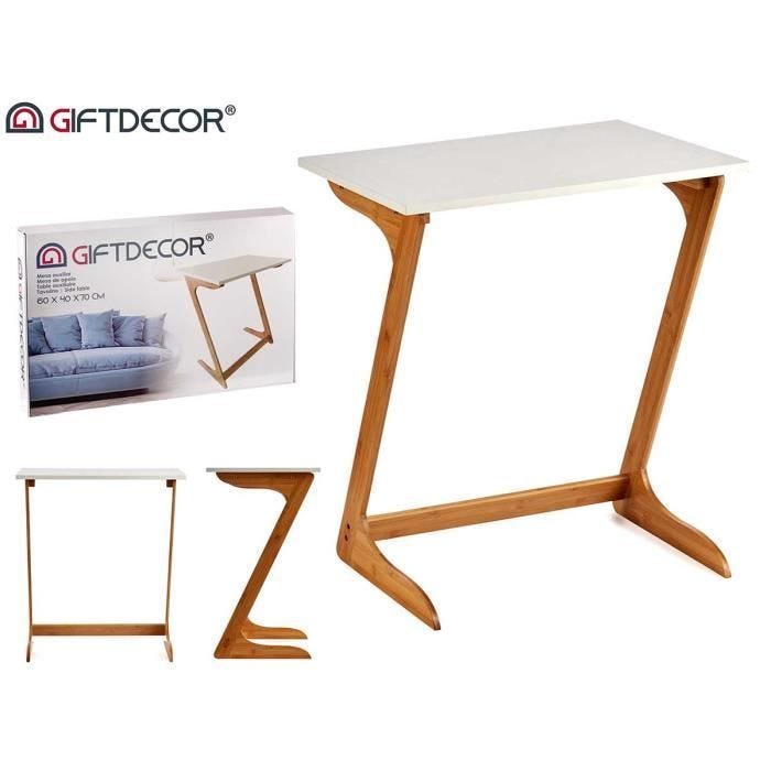 Table d'appoint bout de canapé table auxiliaire en bambou 60x40x69cm