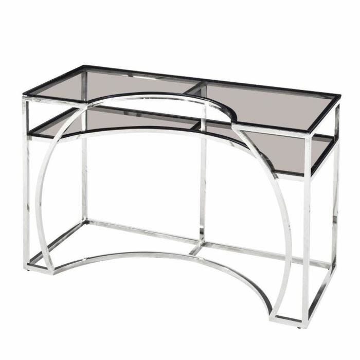Console style moderne verre, acier argenté 120 cm - Couleur:ARGENT