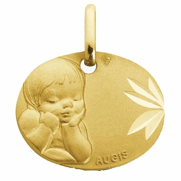 Pendentifs et Médailles enfant - BRILLAXIS - Médaille Augis ange en or jaune 18 carats - Couleur de la matière:Jaune
