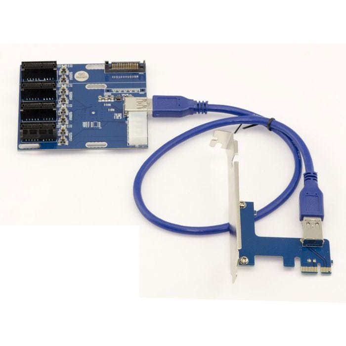 Plaque d'extension pour convertir un port PCI Express x1 vers 4 ports PCIe x1