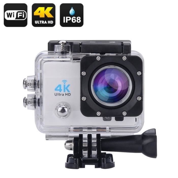 Caméra Sport 4K 16Mp Étanche Grand Angle 170° Wifi Écran LCD 2 Pouces HDMI Blanc +SD 32Go - YONIS