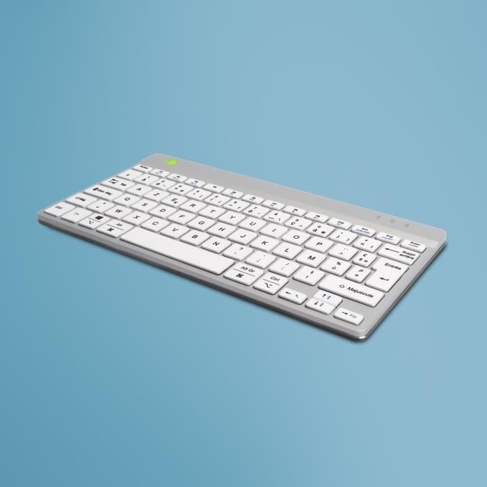 Clavier sans fil compact - R-Go - AZERTY - Bluetooth - Ergonomique - Blanc