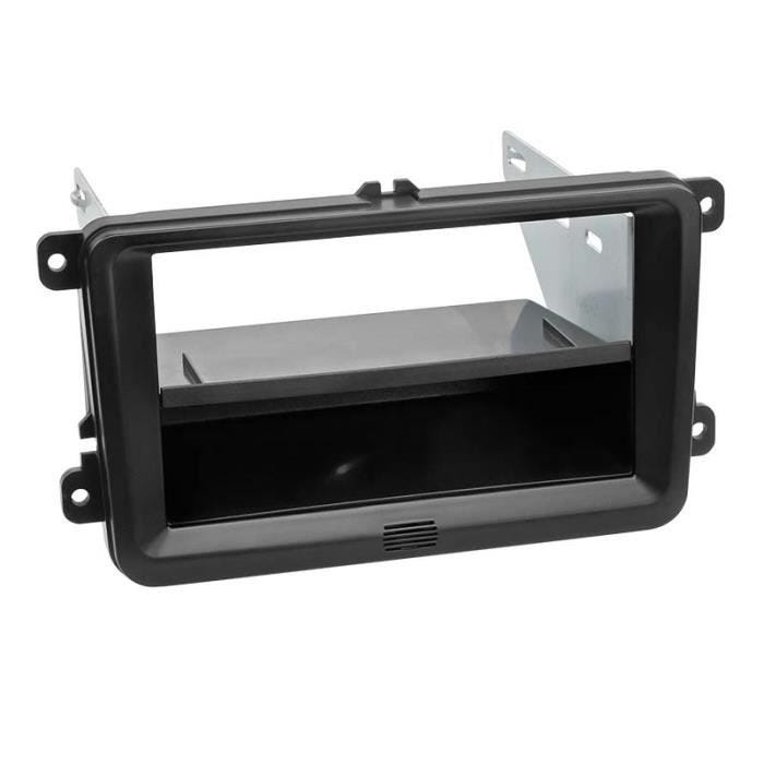 Adaptateur de façade 2-DIN - Seat - Skoda - VW - Noir - Universel - Vide poche