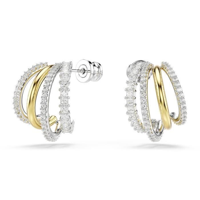 Boucles d'oreilles - Swarovski - Créoles Hyperbola - Plaqué or blanc et doré - Cristal - 18 mm