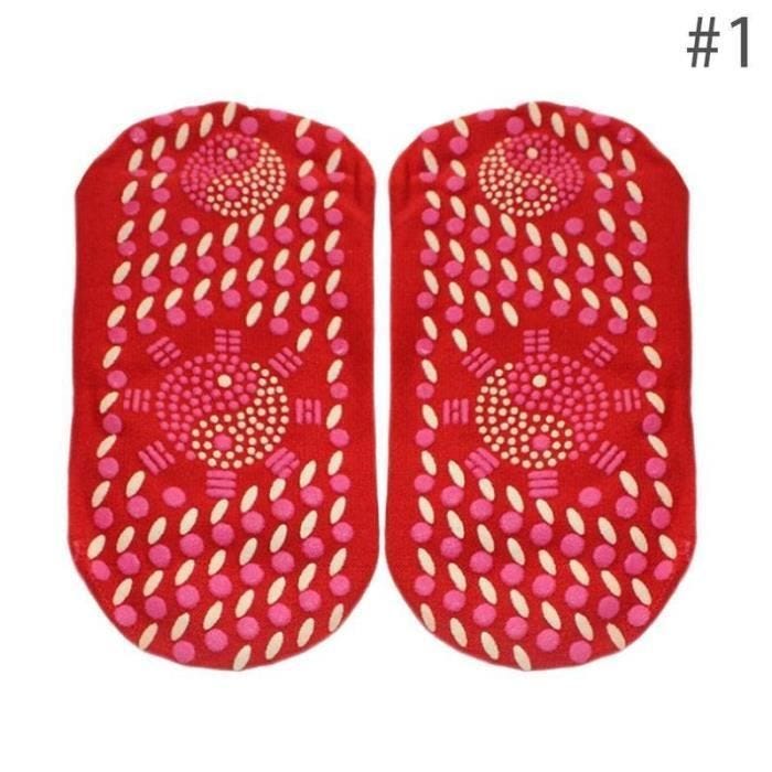 La couleur rouge Chaussettes de soins de santé auto-chauffantes pour femmes, chaussettes courtes de Massage,