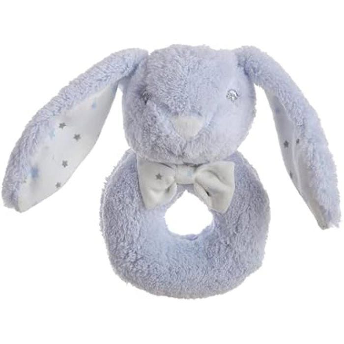 Jouets - Creaciones Llopis - 25669 - Bleu - Hochet Lapin de 16 cm et Dou-Dou de 30 x 29 cm