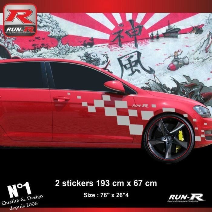 Autocollant pour bas de caisse - ADNAuto - VW Golf 7 - Run-R inclus - Argent