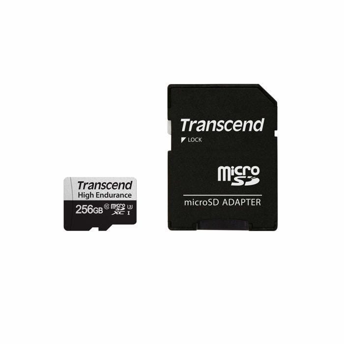 Carte mémoire microSDXC Transcend 350V 256 GB Class 10 pour caméras de sécurité et systèmes de surveillance