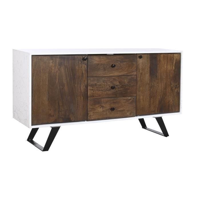 Buffet en bois de manguier blanc brun foncé 150 x 40 x 80 cm