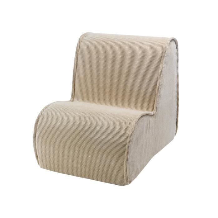 Fauteuil - MeowBaby - Chaise pour Enfants - Velours Côtelé - Beige - 1 place