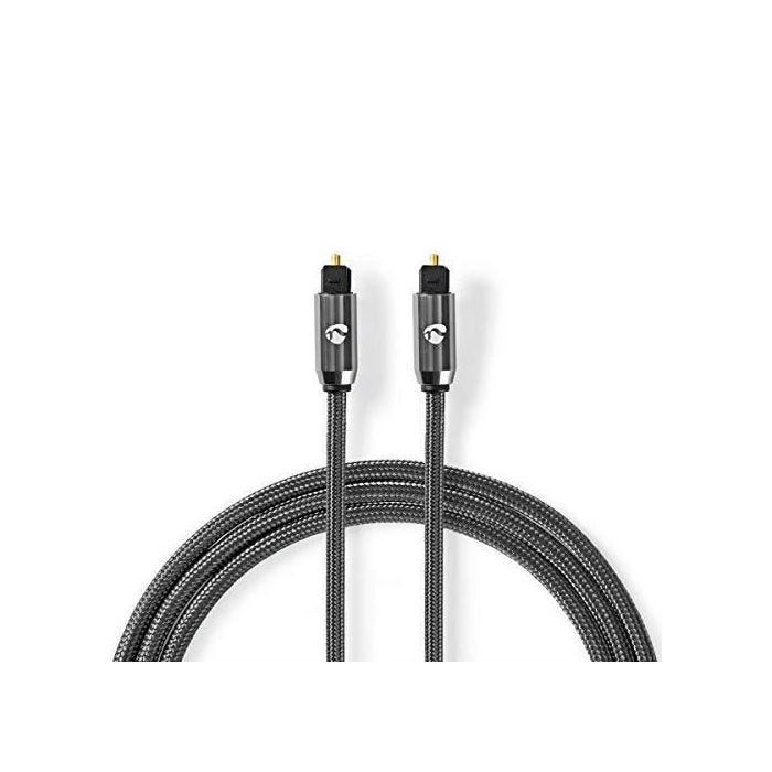 Câble Audio numérique - toslink mâle vers toslink mâle - Gris métal - câble tressé