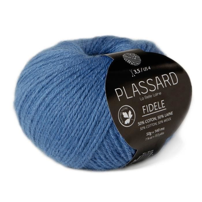 Laine classique Fidèle Bleu Jean'S - PLASSARD - Couleur principale Blanc - Couleur(s) Bleu Jean'S
