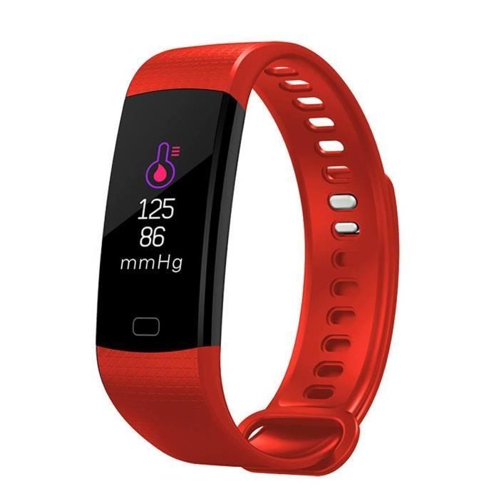 Montre Connectée Android iOs Bracelet Cardio Smartwatch IP67 Podomètre Rouge YONIS