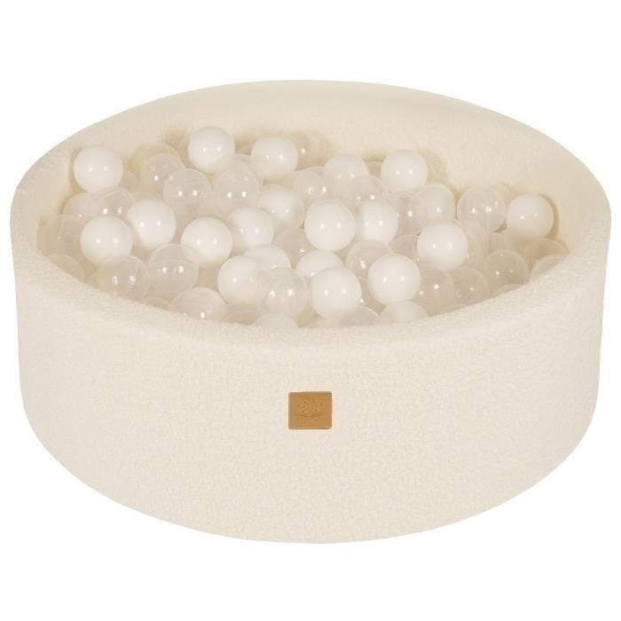 Piscine à Balles - MeowBaby® - Ronde 90x30cm - Blanc/Transparent - 200 Balles - Antiallergique