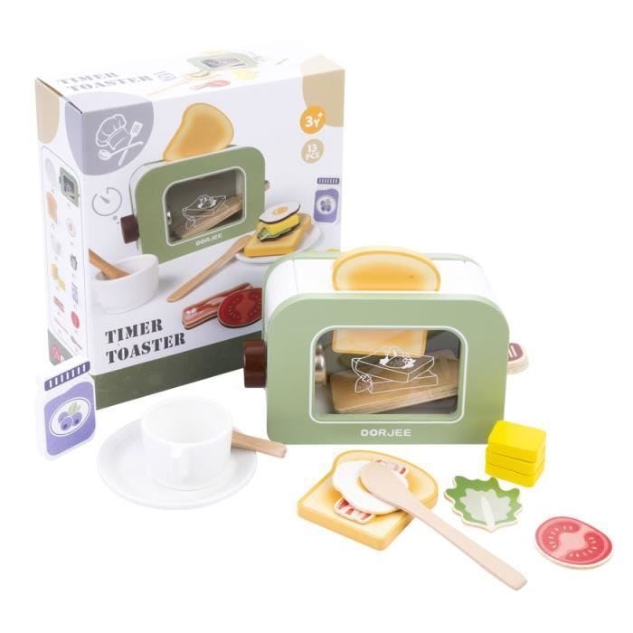 Grille-Pain Toasteur en Bois pour Enfants - Imitation Électroménager +3 ans - 13 Pièces