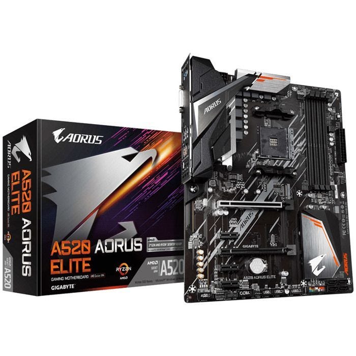 Carte mère - Gigabyte - A520 Aorus Elite - Socket AM4 - Filaire - Noir