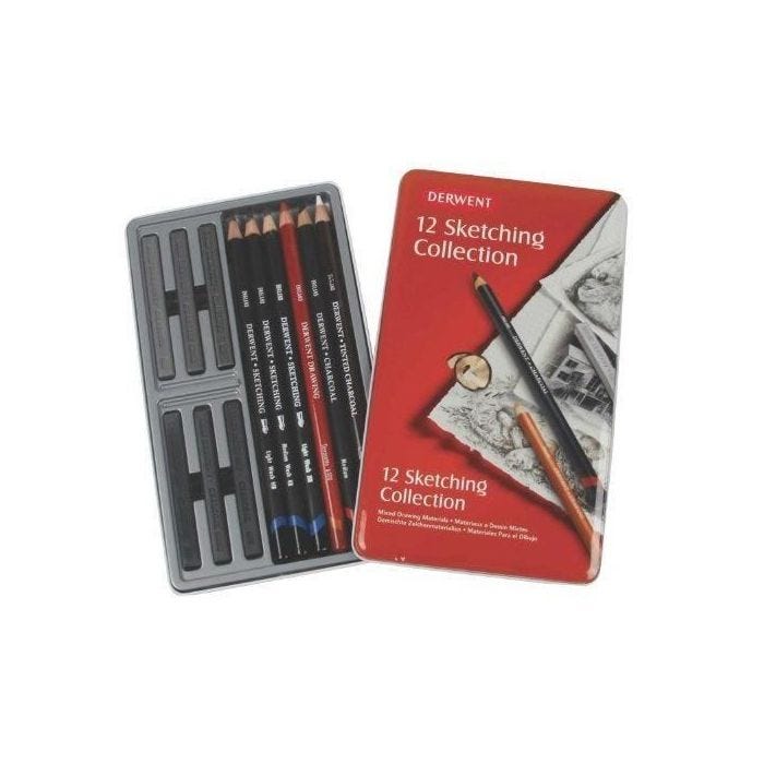 Derwent Sketching Crayons d'esquisse Boîte métal de 12 (Import Royaume Uni)