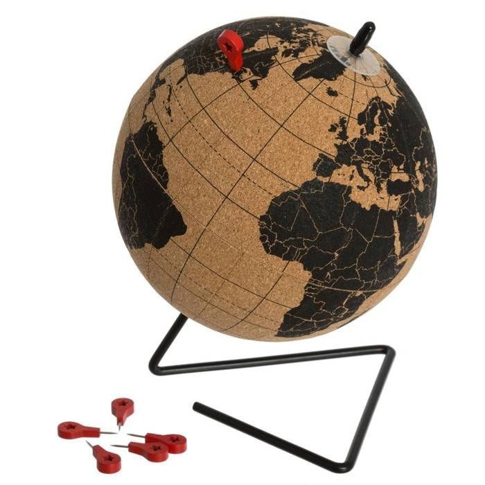 Globe liège à épingler - Atmosphera - D15 cm - Multicolore - Intérieur - Originalité décorative