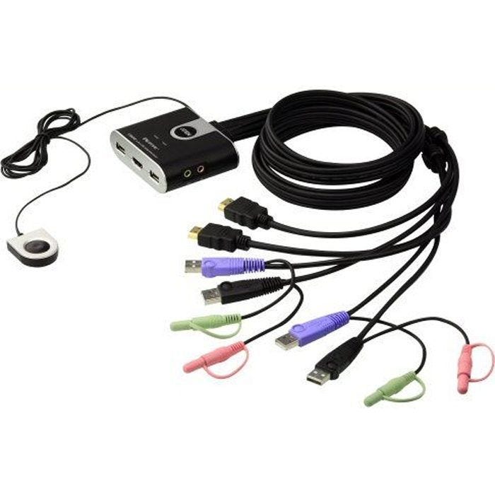 Switch KVM à 2 ports ATEN CS692, HDMI, USB, aud…
