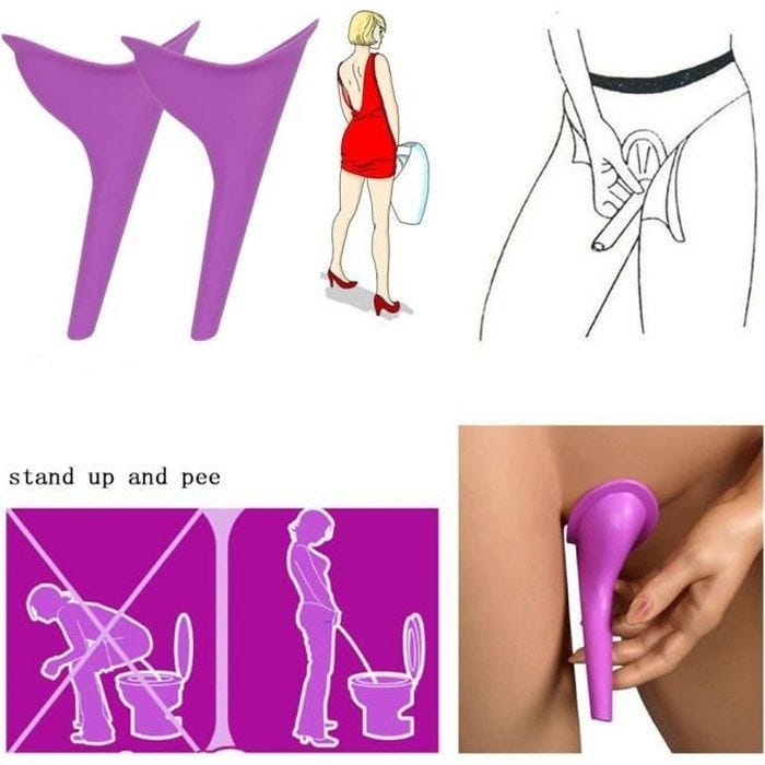 2pcs Portable Femme Urinoir de Plein Air Uriner Périphérique en Silicone Souple Réutilisable