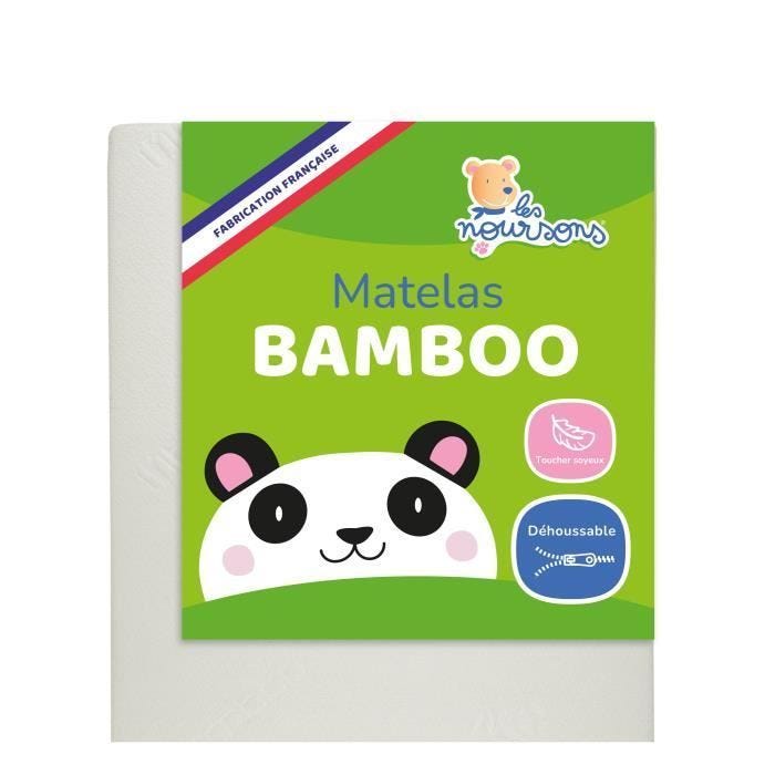 Matelas Bébé Bamboo - 60x120 cm - Doux et Absorbant - Sans Traitement chimique - Fabrication Française
