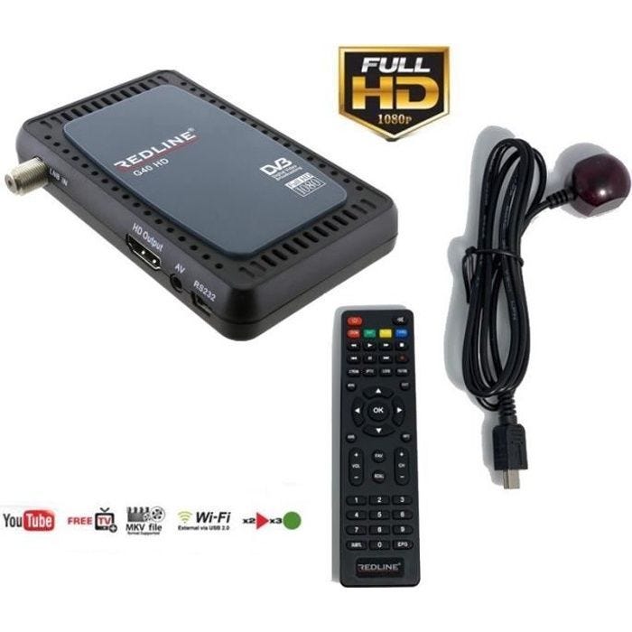 RECEPTEUR SATELLITE FREE-TO-AIR(FTA) REDLINE G40 FULL HD, COMPATIBLE WiFi