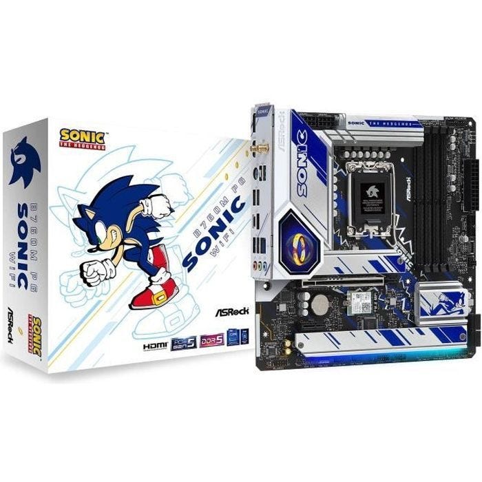 ASRock B760M PG SONIC WIFI - Carte mère Micro ATX Socket 1700 Intel B760 Express - 4x DDR5 - M.2 PCIe 4.0 - USB 3.1 - PCI-Express 5.
