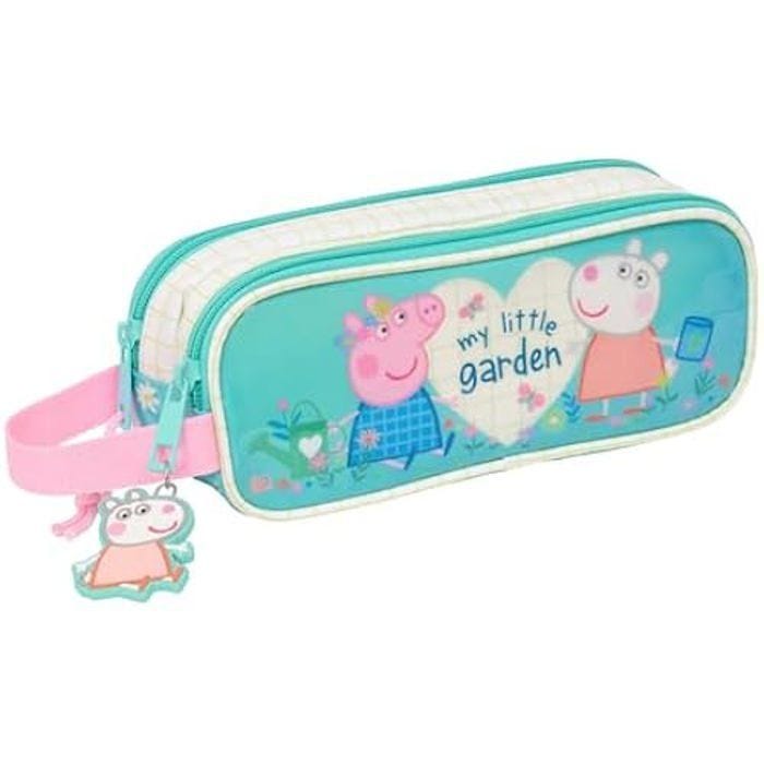 Trousse Double Enfant - SAFTA - Peppa Pig Pretty Flowers - Rose, Violet, Vert - Confortable et Polyvalente