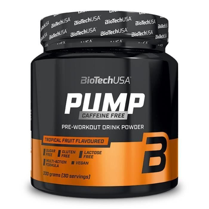 Pre-workout sans caféine BioTech USA - Pump Caffeine Free - Tropical Fruit 330g