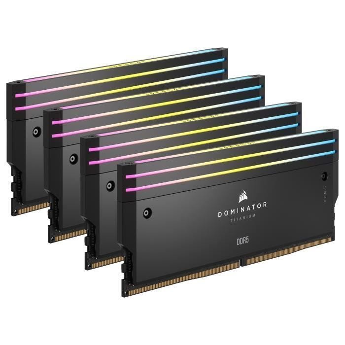 Mémoire RAM - CORSAIR - Dominator Titanium RGB DDR5 - 64GB 4x16GB DIMM - 6400MT/s - Intel XMP 3.0 - 1.35V - Noir