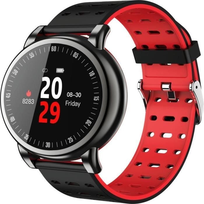 Montre Connectée Sport 1,08 Pouce Smartwatch IP67 Monitoring Cardio Sommeil Rouge YONIS