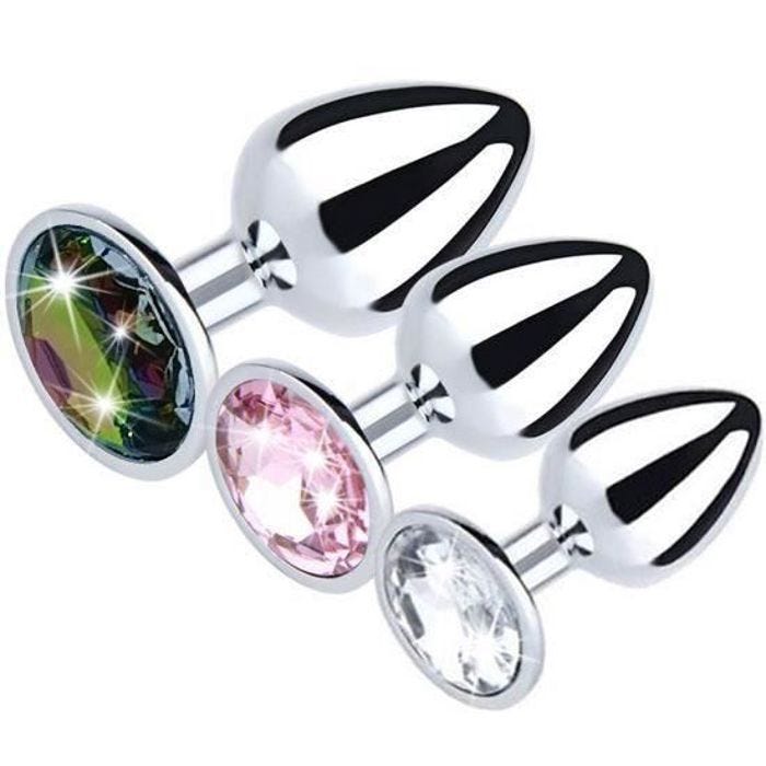 Plug anale femme débutante metal, plug annaux gay en alliage d'aluminium, Hygiénique et Facilement Nettoyable, 3 Tailles et couleurs