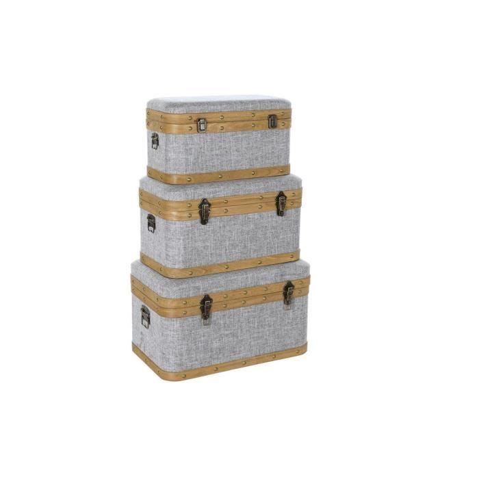 lot de malles 60 x 36 x 34 cm naturel gris bois