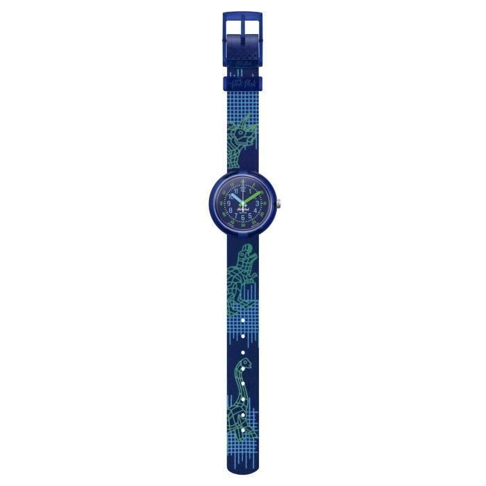 Montre enfant - FLIK FLAK - Cyberozaurus - Bleu vibrant - Bracelet en PET recyclé - Étanchéité 3 ATM