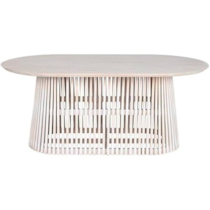 Table de Salle à Manger - HOME ESPRIT - Rectangulaire - Bois de Mindi - 6 Places - Blanche