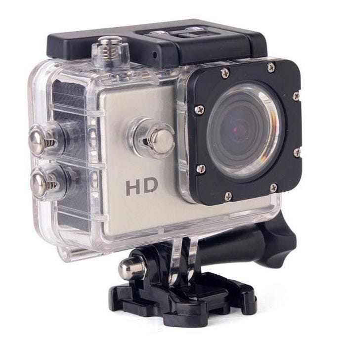 Mini Caméra Sport HD 720P Étanche 30M Écran 1.5' Photos Vidéo Angle 140° Argent + SD 8Go YONIS