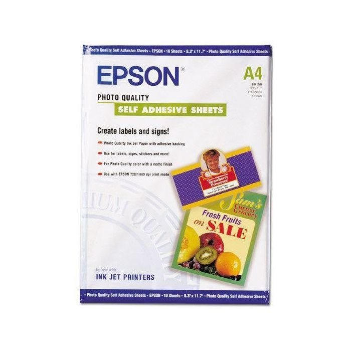 Papier autocollant - EPSON - A4 - 210 x 297 mm - 167 g/m2 - 10 pièces