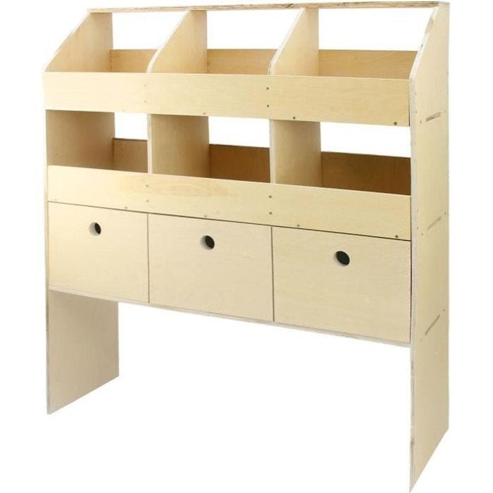 Rayonnage Universel - Contreplaqué bouleau - 102cm x 30cm x 120cm - 6 compartiments - Beige