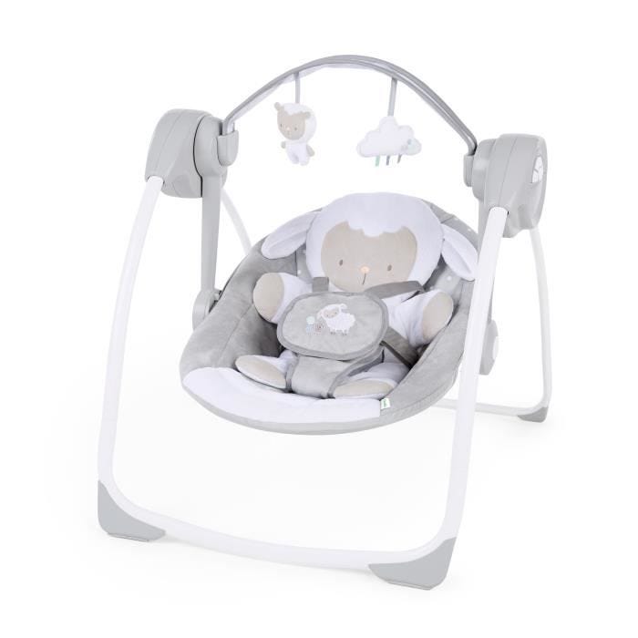INGENUITY Transat bébé Balancelle électrique pliable - Petit Mouton - Arche et jouets amovible, réglages de minuterie, balancement