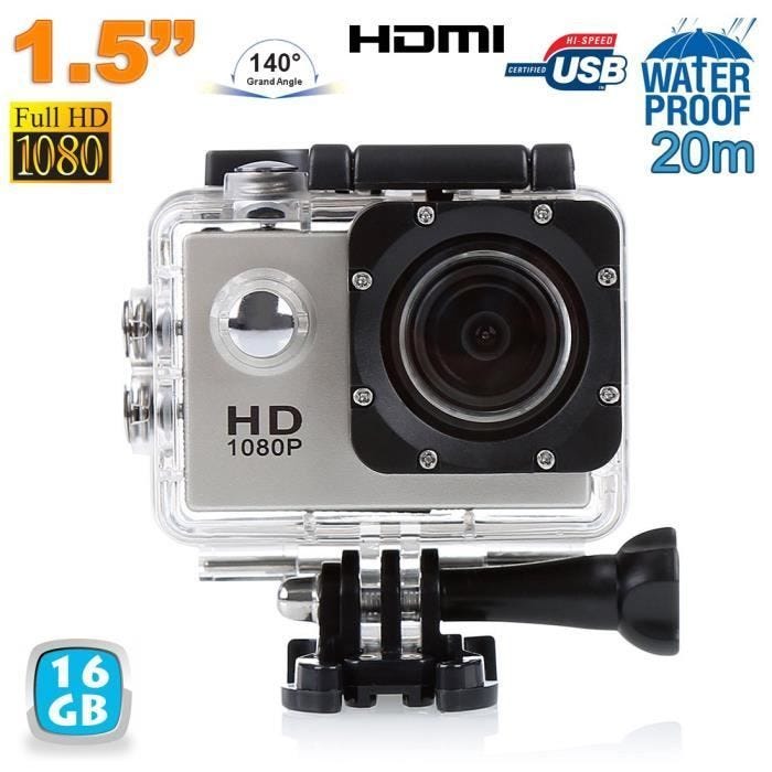 Caméra sport action étanche YONIS - Full HD 1080p - Grand angle 140° - 16 Go - Détection de mouvement