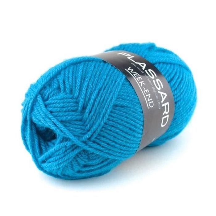 Laine à tricoter - PLASSARD - Week End 0026 - 50% Laine - Couleur Turquoise - Fabriqué en Italie