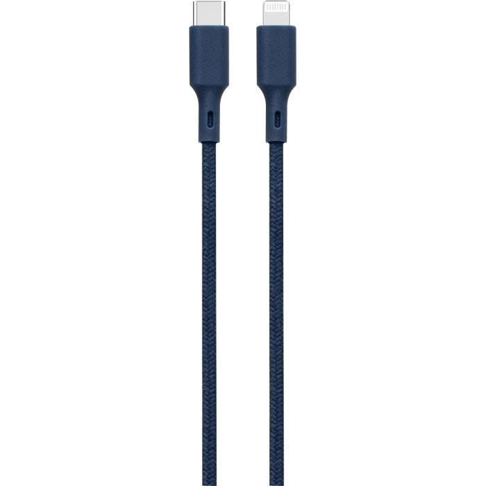 Câble USB C/Lightning - JUST GREEN - 2 m - Recyclable - Charge et synchronisation - Coton