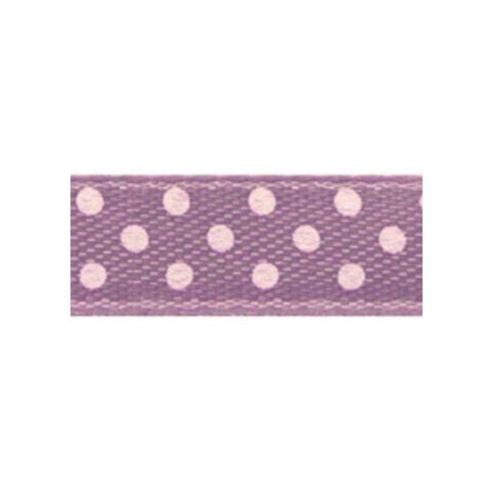 Ruban satin à pois - Lilas - 9,5 mm - 10 m - Ra…