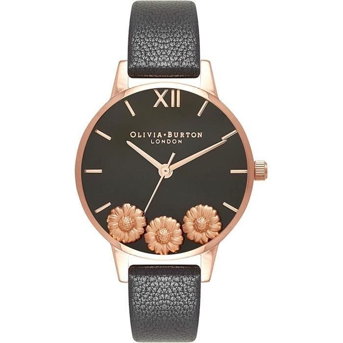 Montre - Olivia Burton - OB16CH05 - Cadran noir - Bracelet en cuir - Quartz analogique