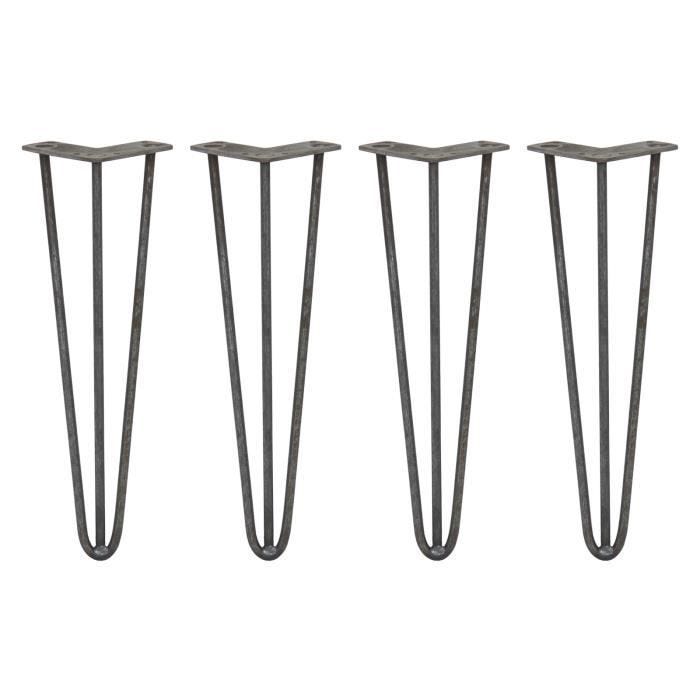 Pieds de Table - SKISKI LEGS - Épingle à Cheveux - 40,6cm - Acier Naturel - 10mm d'Épaisseur