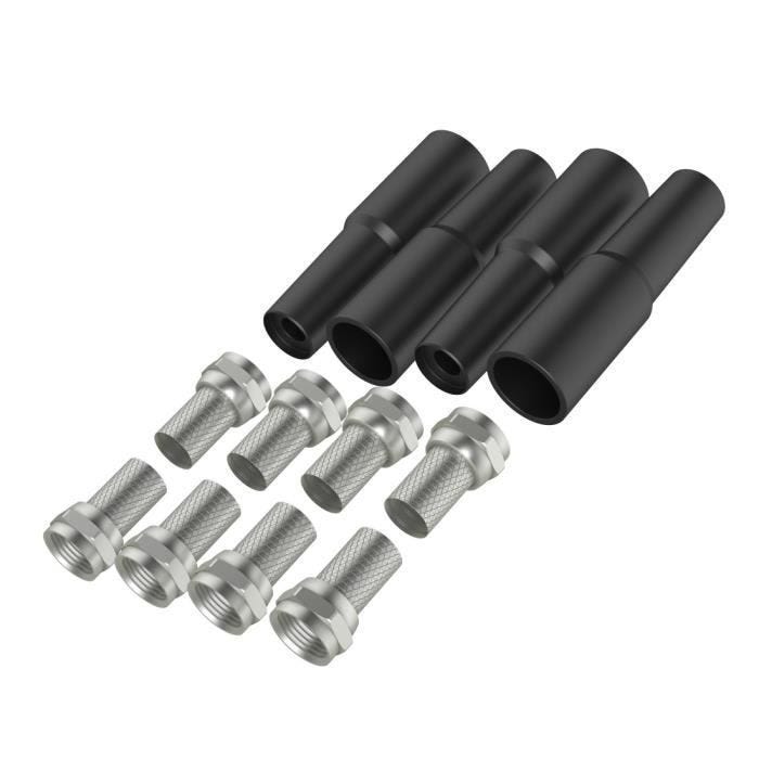 Set de raccordement SAT - HAMA - LNB Quad/commutateur Quad - 12 pièces - Noir - Filetage optimisé