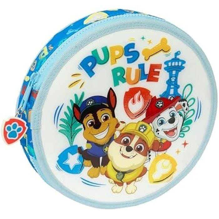 Paw Patrol Pups Rule - Trousse ronde, avec 18 pièces, nettoyage facile, trousse enfant, idéale pour les enfants de 5 à 14 ans,